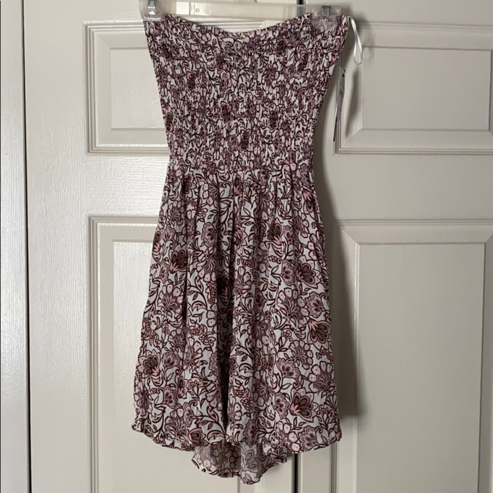 Strapless pink floral dress